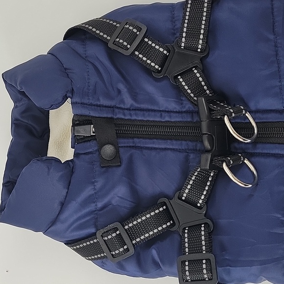 Blue Dog Jacket with Harness Waterproof And Warm - Picture 9 of 16